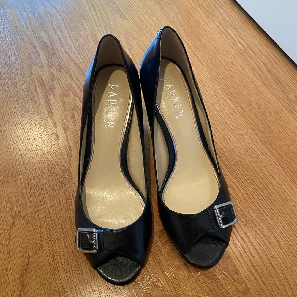 Lauren Ralph Lauren Open Toe Buckle Heels